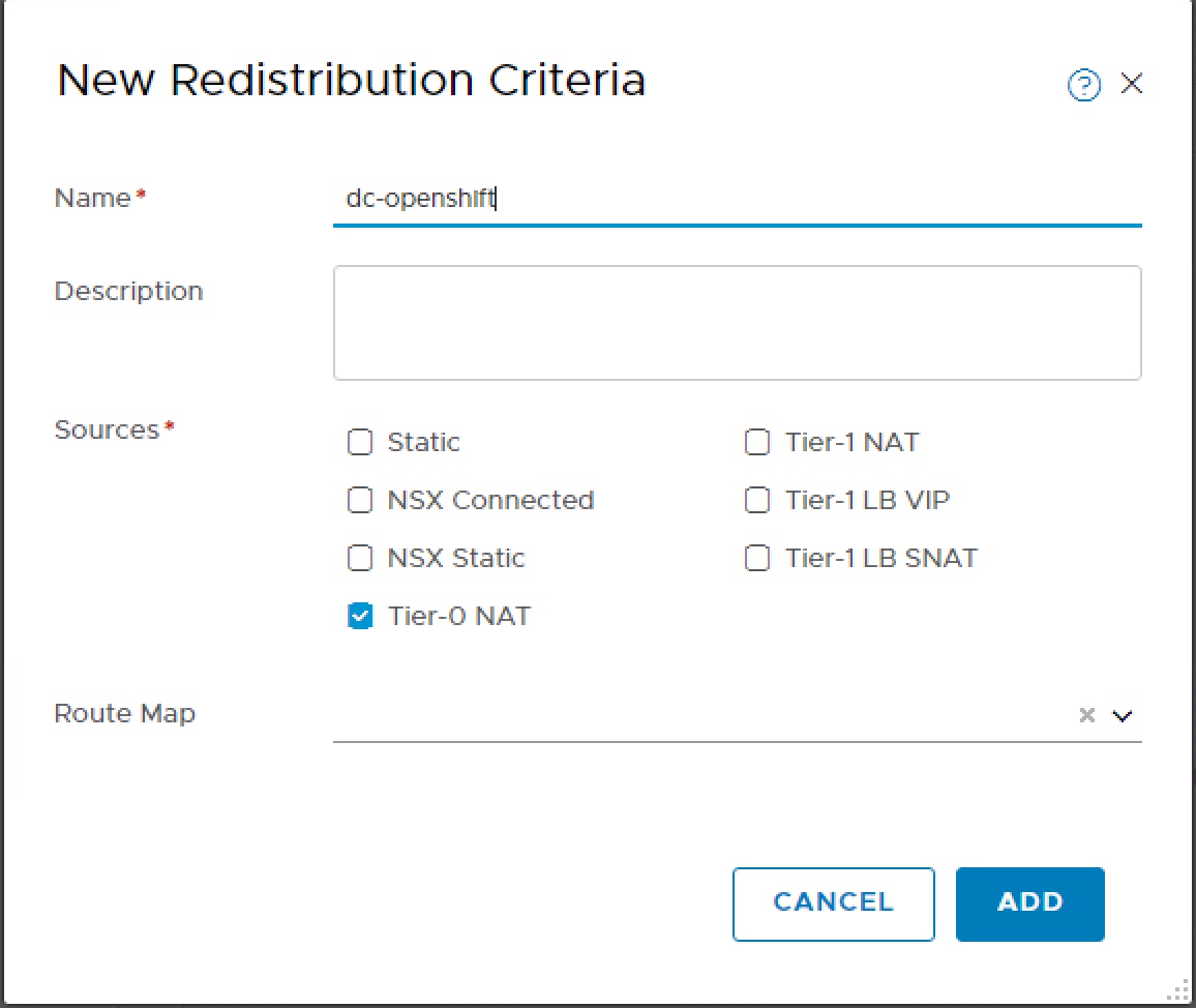 NSX-T Add Edge Tier-0 Route Redist