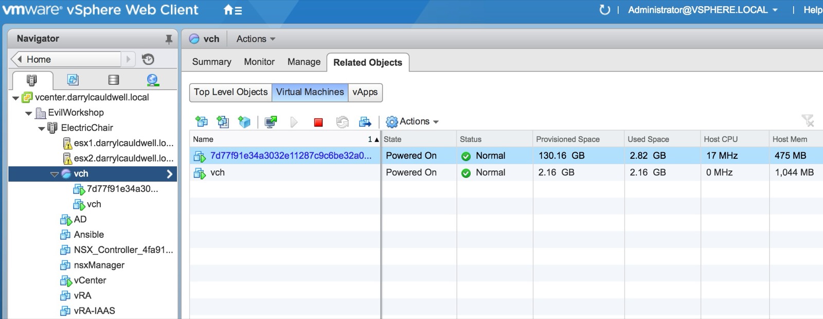 vSphere Integrated Containers NGINX VM